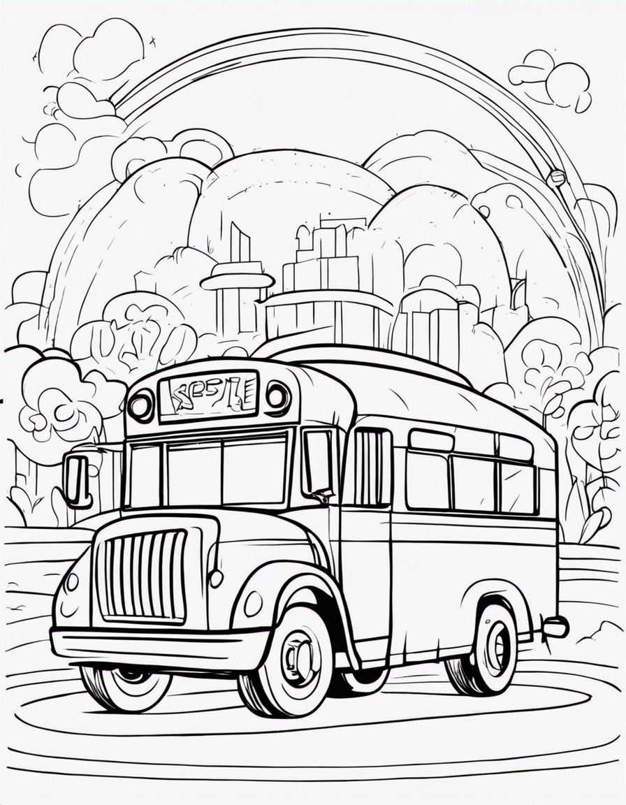 cartoon school bus coloring page