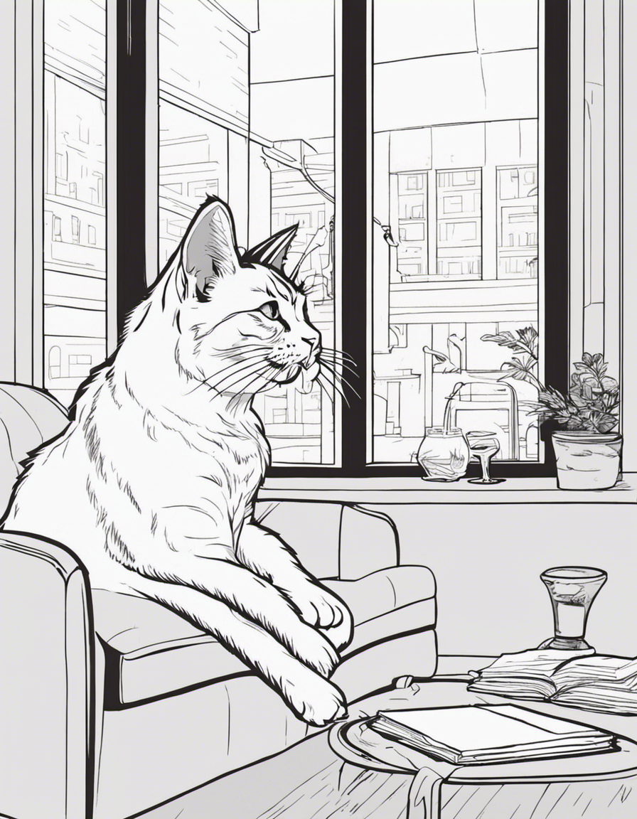 This coloring book could feature illustrations of famous cats from movies, TV shows, and books, such as Garfield, the Cheshire Cat from Alice in Wonderland, and the Aristocats. coloring page