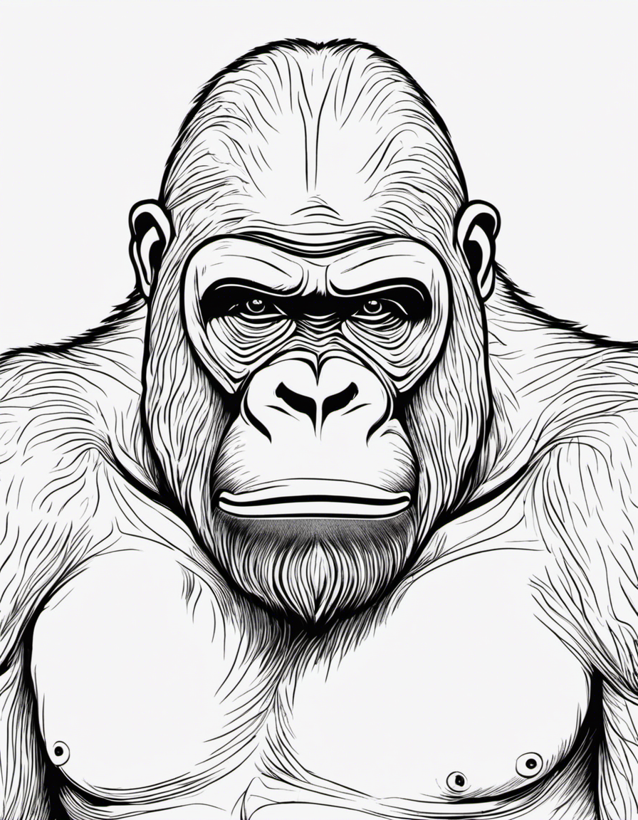 realistic gorilla coloring page