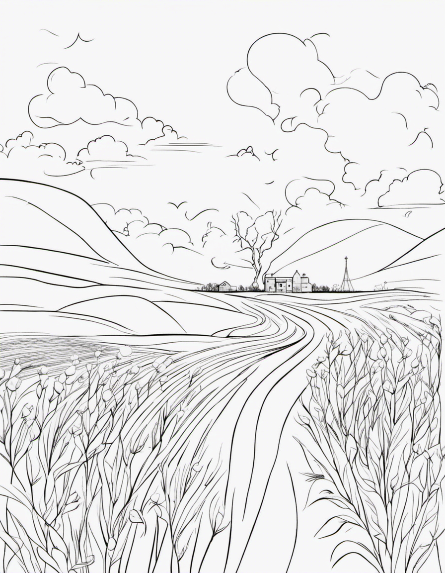 Heart in field breaking coloring page