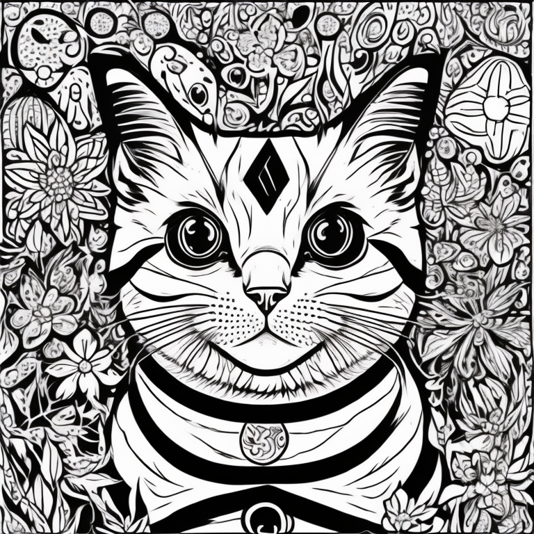 Pretty cat coloring page