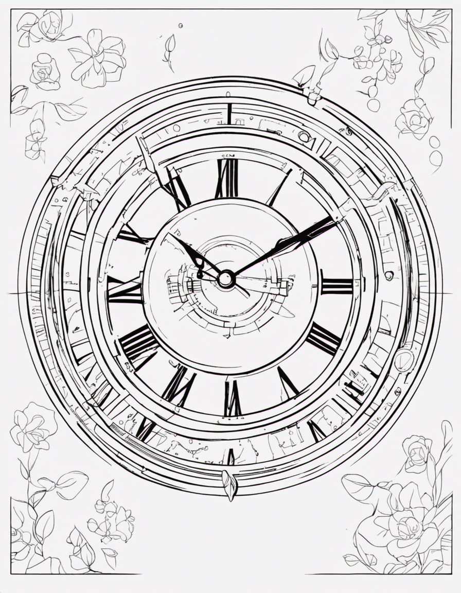 clock for children coloring page