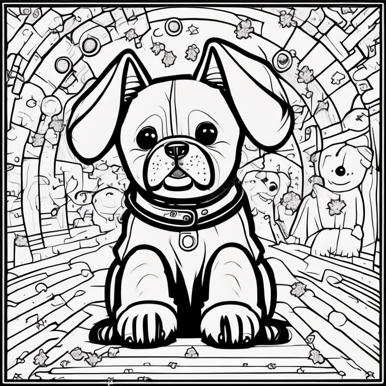 cute dog, for color book, for children coloring page