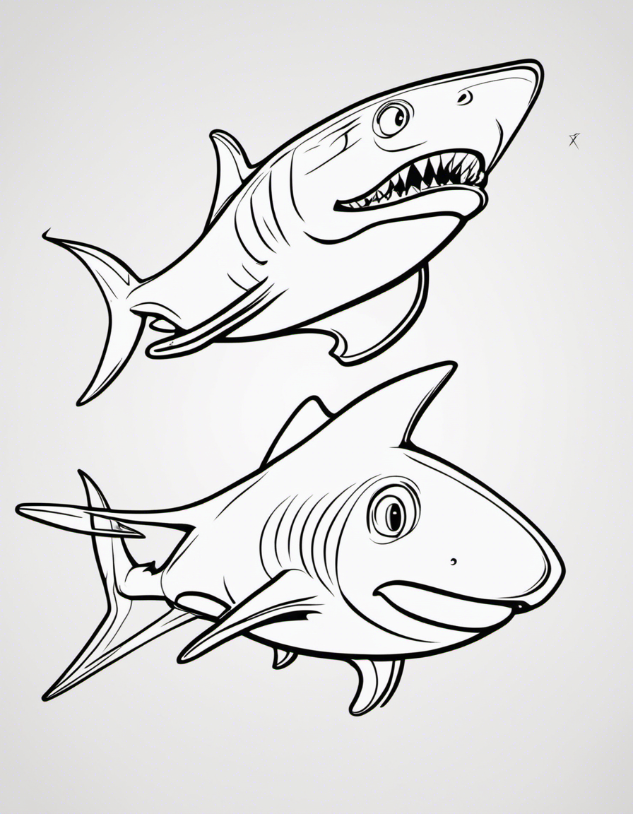 cartoon shark coloring page