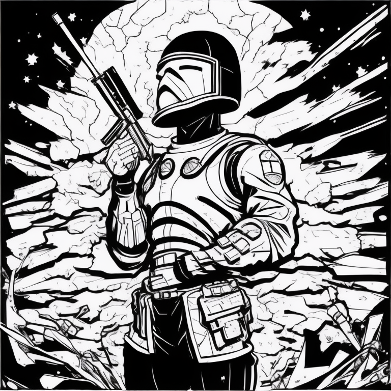 comic style simple soldier illustration coloring page