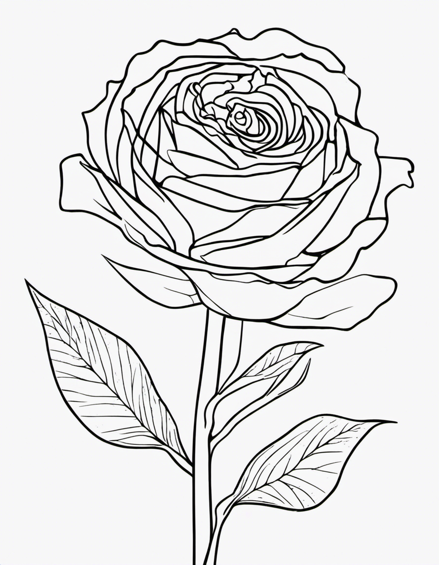 rose for children coloring page