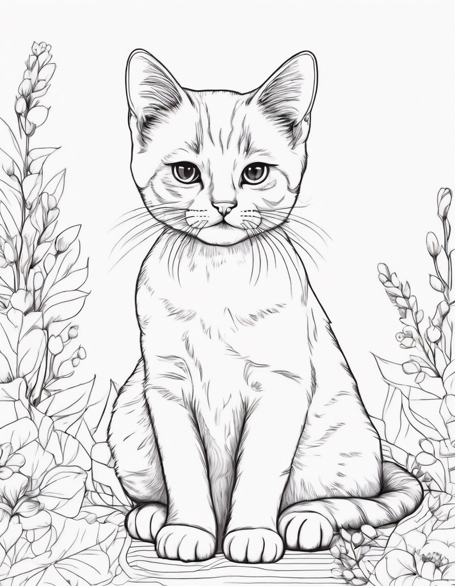 a cute cat  coloring page