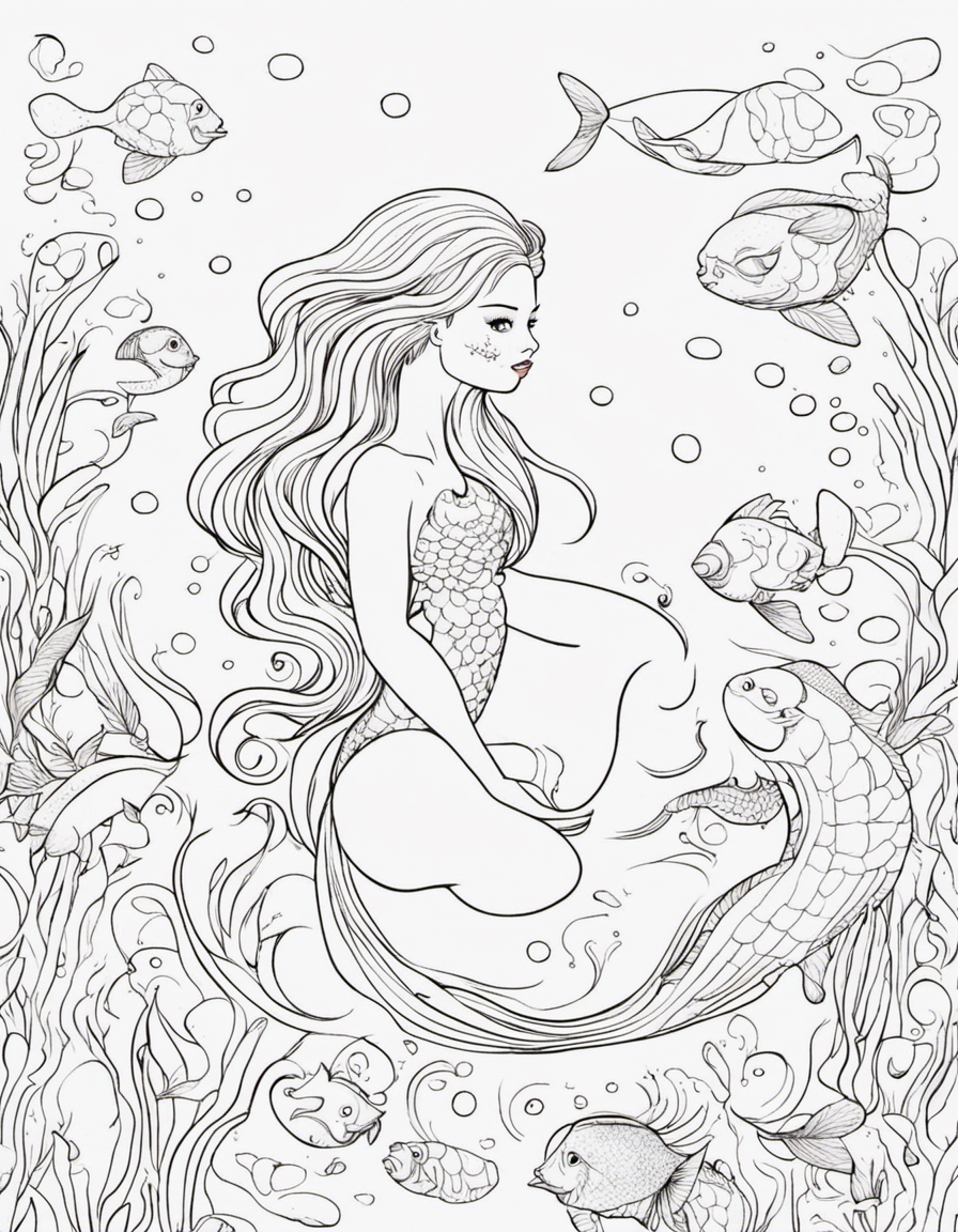 mermaid for children coloring page