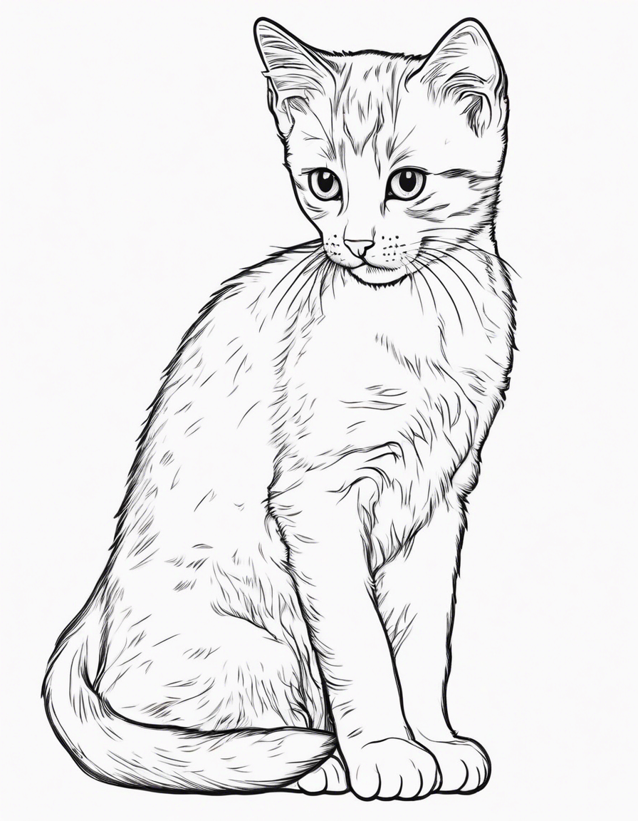 little kitten standing coloring page