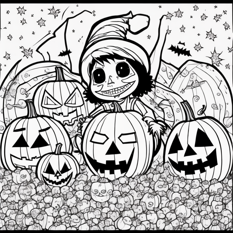 Halloween theme kids coloring in page coloring page