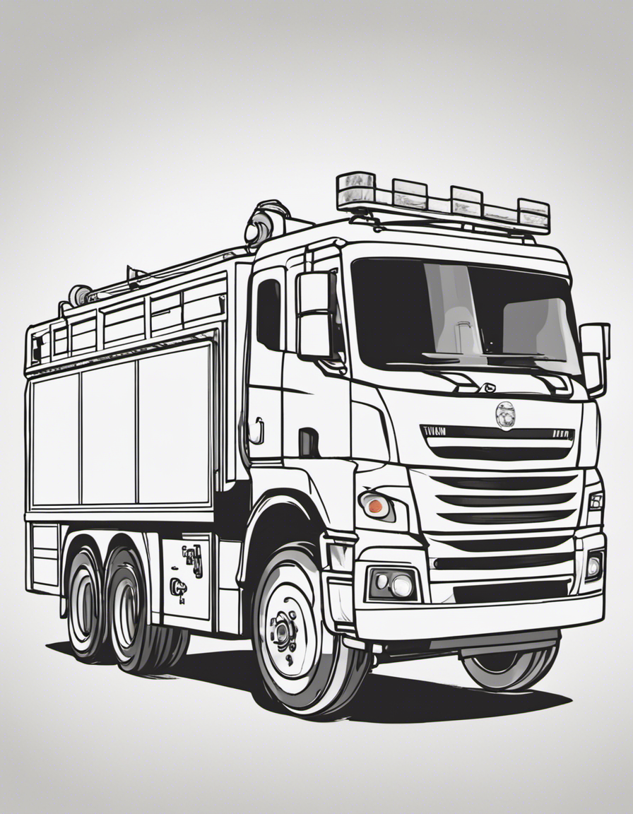 realistic fire truck coloring page