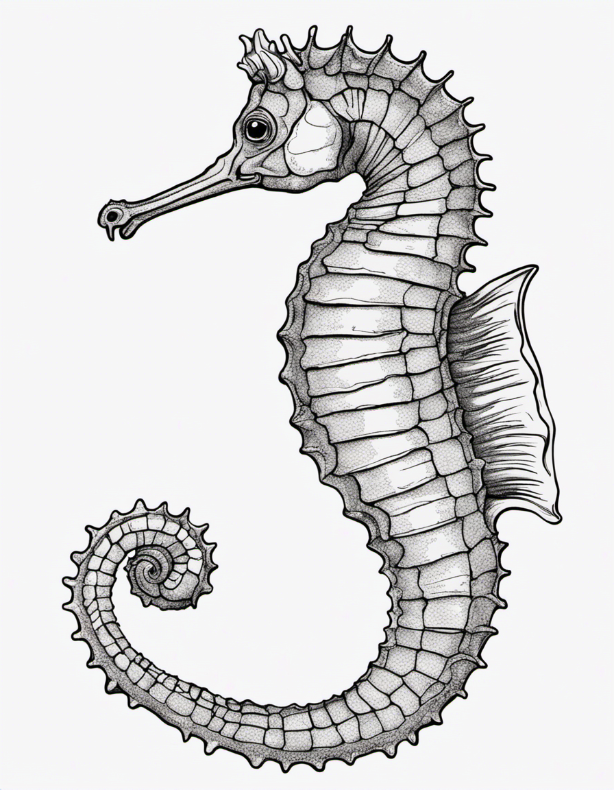 realistic seahorse coloring page