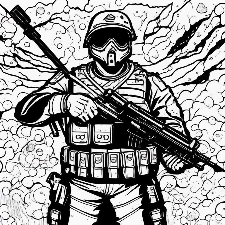 simple soldier illustration coloring page