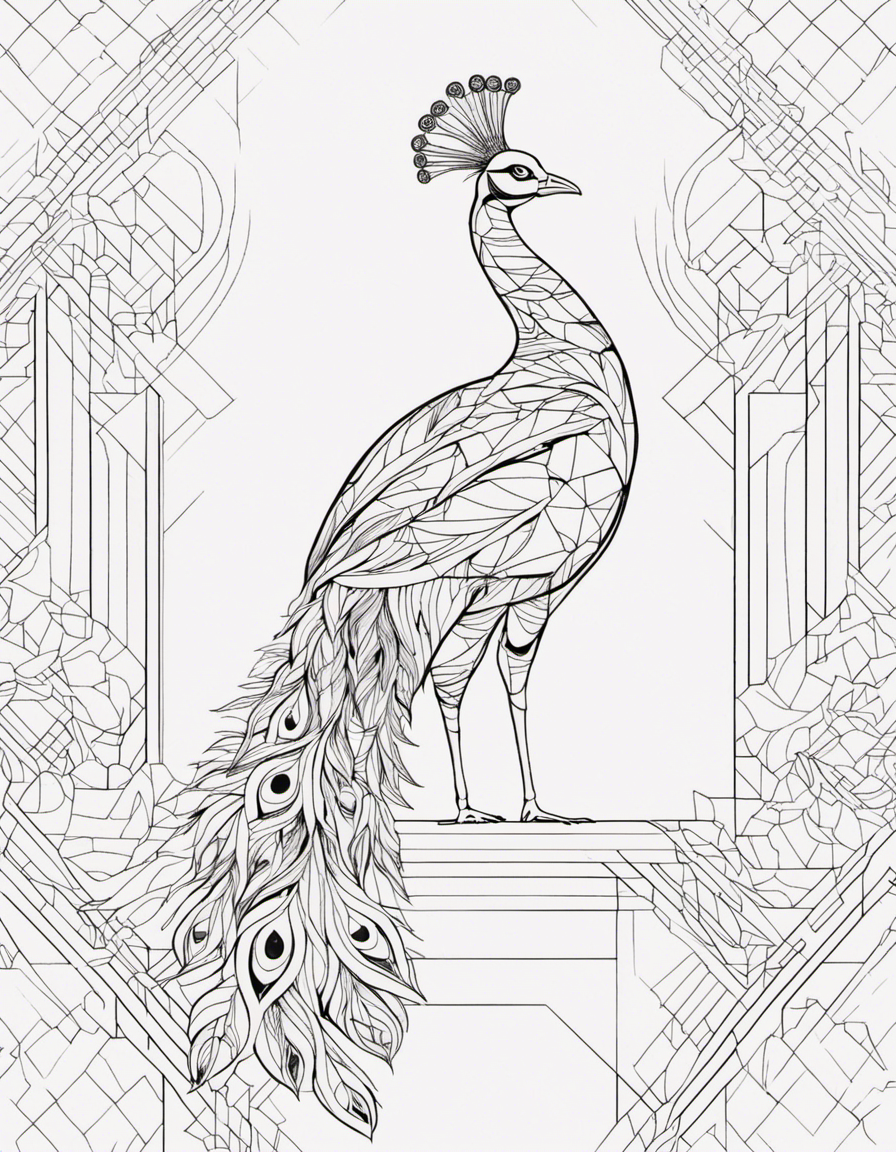 Peacock Geometric coloring page