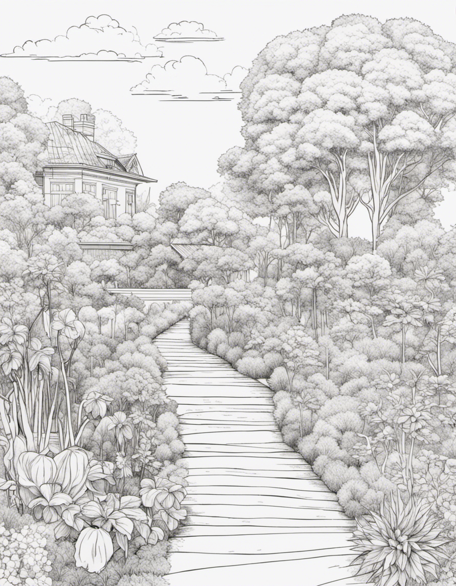 realistic garden coloring page