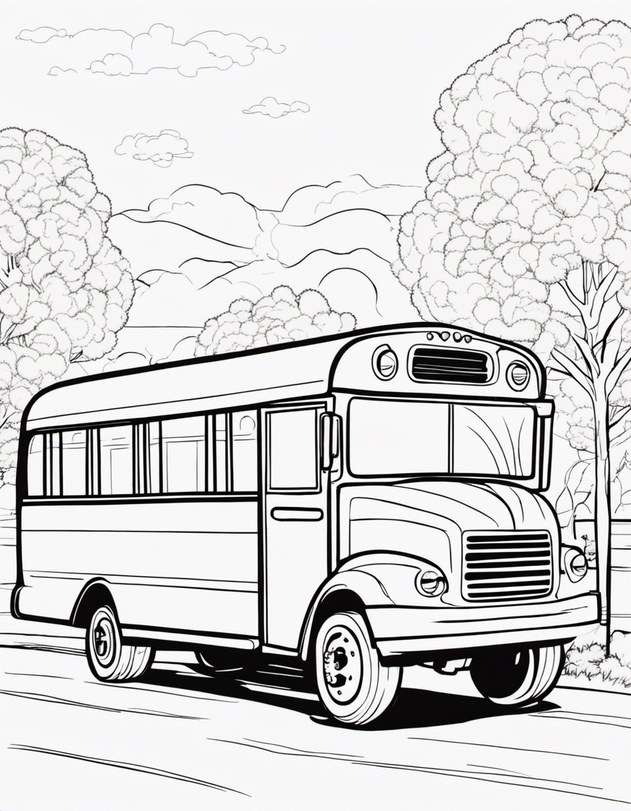 school bus for children coloring page