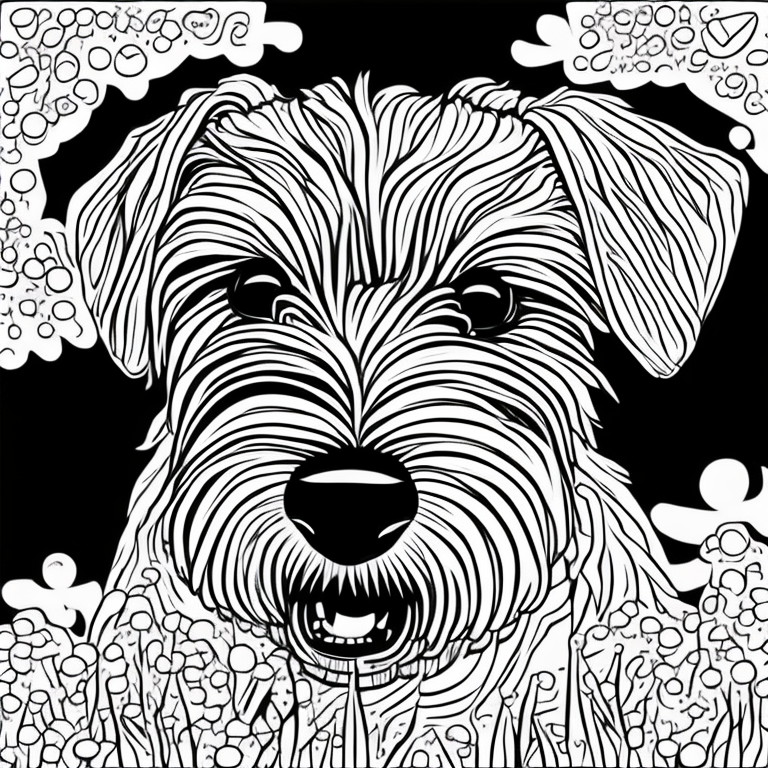 schnauzer playing coloring page