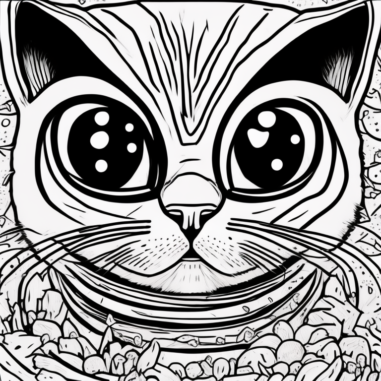 A cute cat coloring page