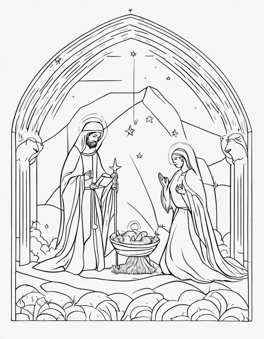 nativity scene coloring page