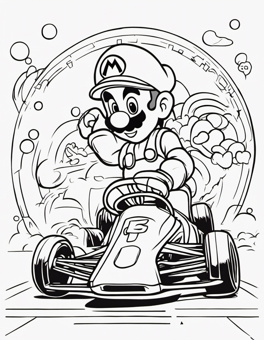 detailed mario kart coloring page