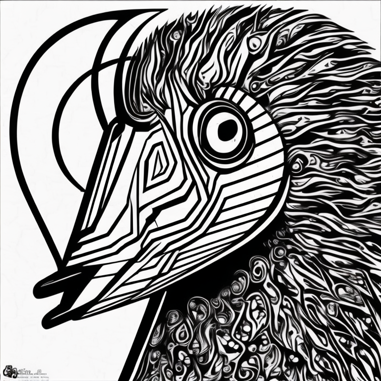 Macro, Geometric, Swan face built out of 3-dimension coloring page