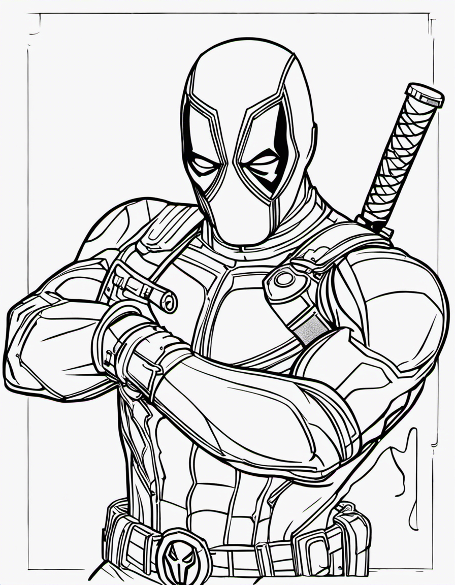 deadpool for children coloring page