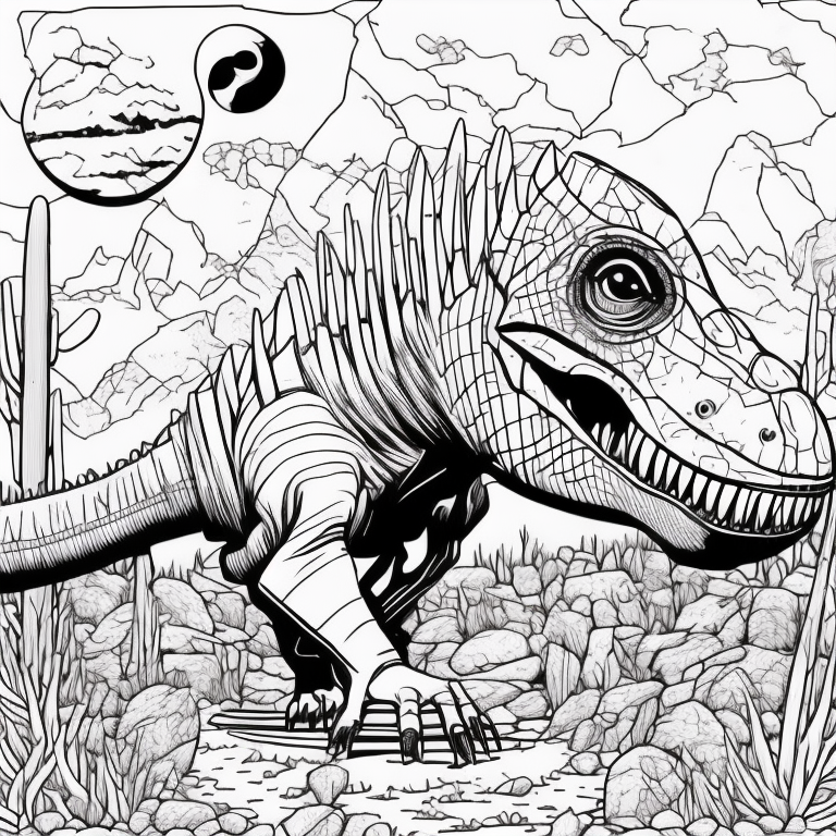 Dinosaur in Black and White coloring coloring page