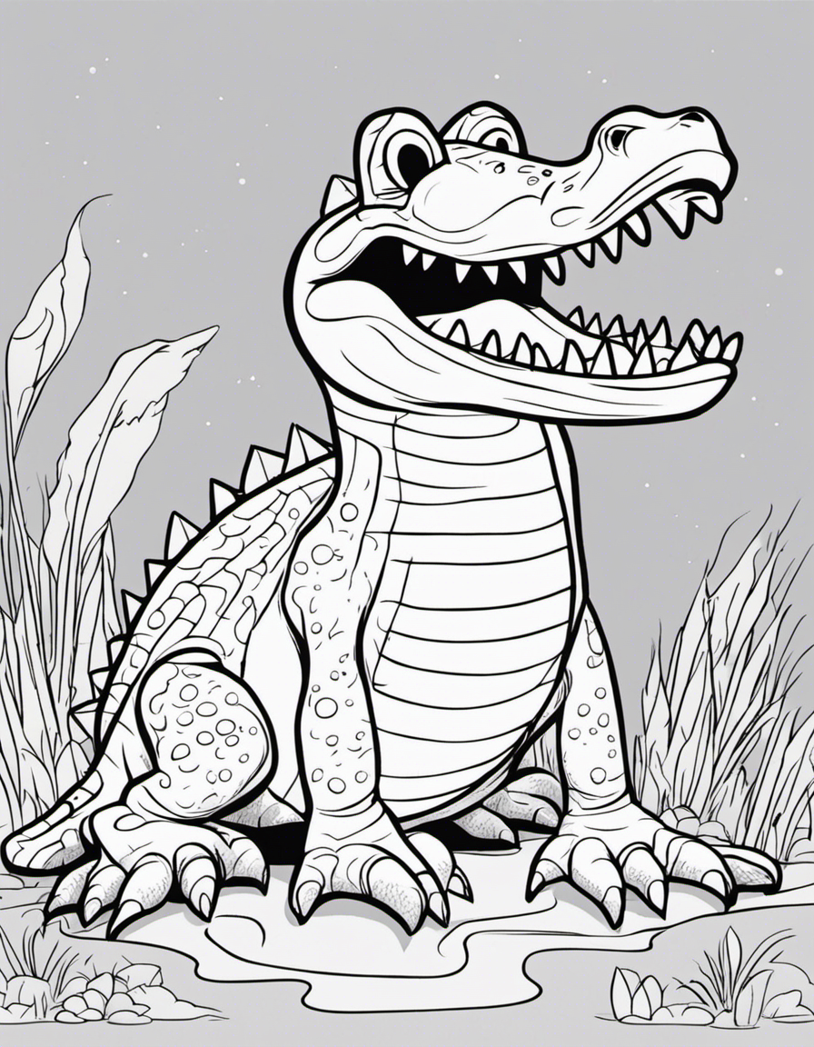 Free cartoon crocodile coloring page 2023