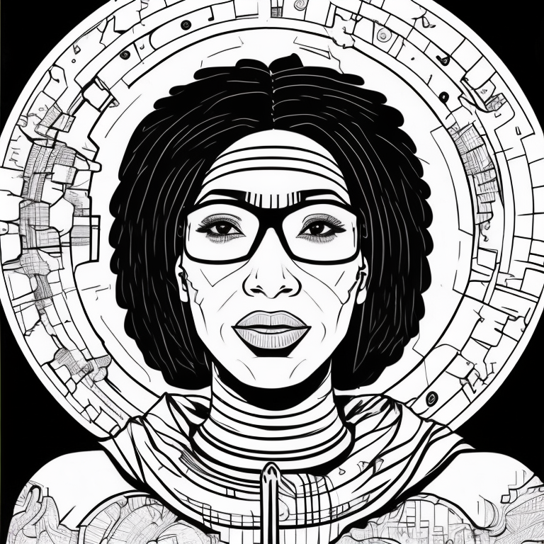 mujer heroina tecnologica afrocolombiana coloring page