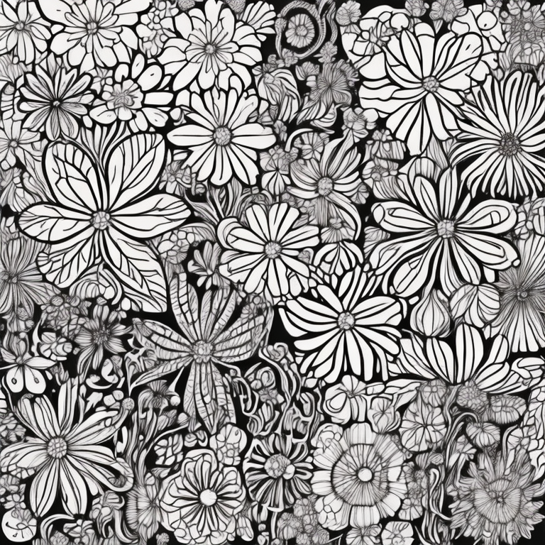 flowers line drawing