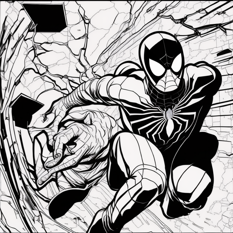 Spiderman with his enemy coloring page