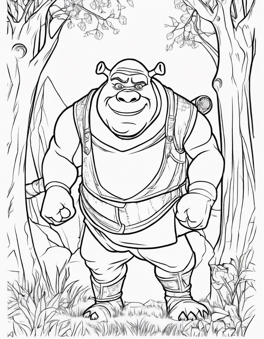 Shrek hunting  coloring page