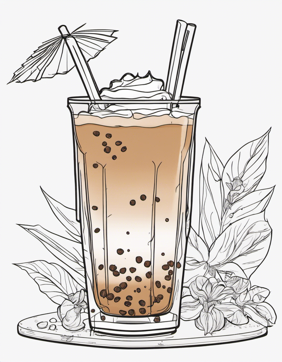 boba tea for adults coloring page