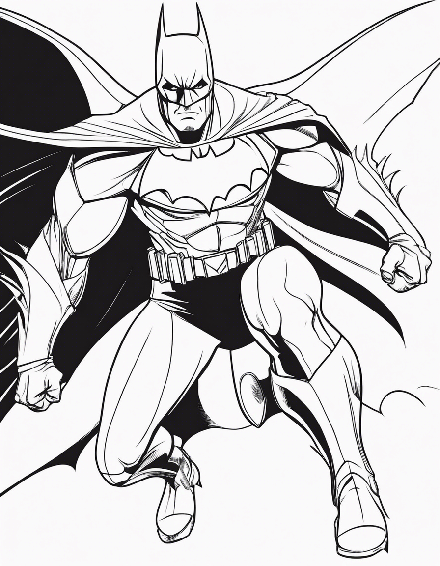 Batman em cima de uma colina e um raio atinge essa colina coloring page