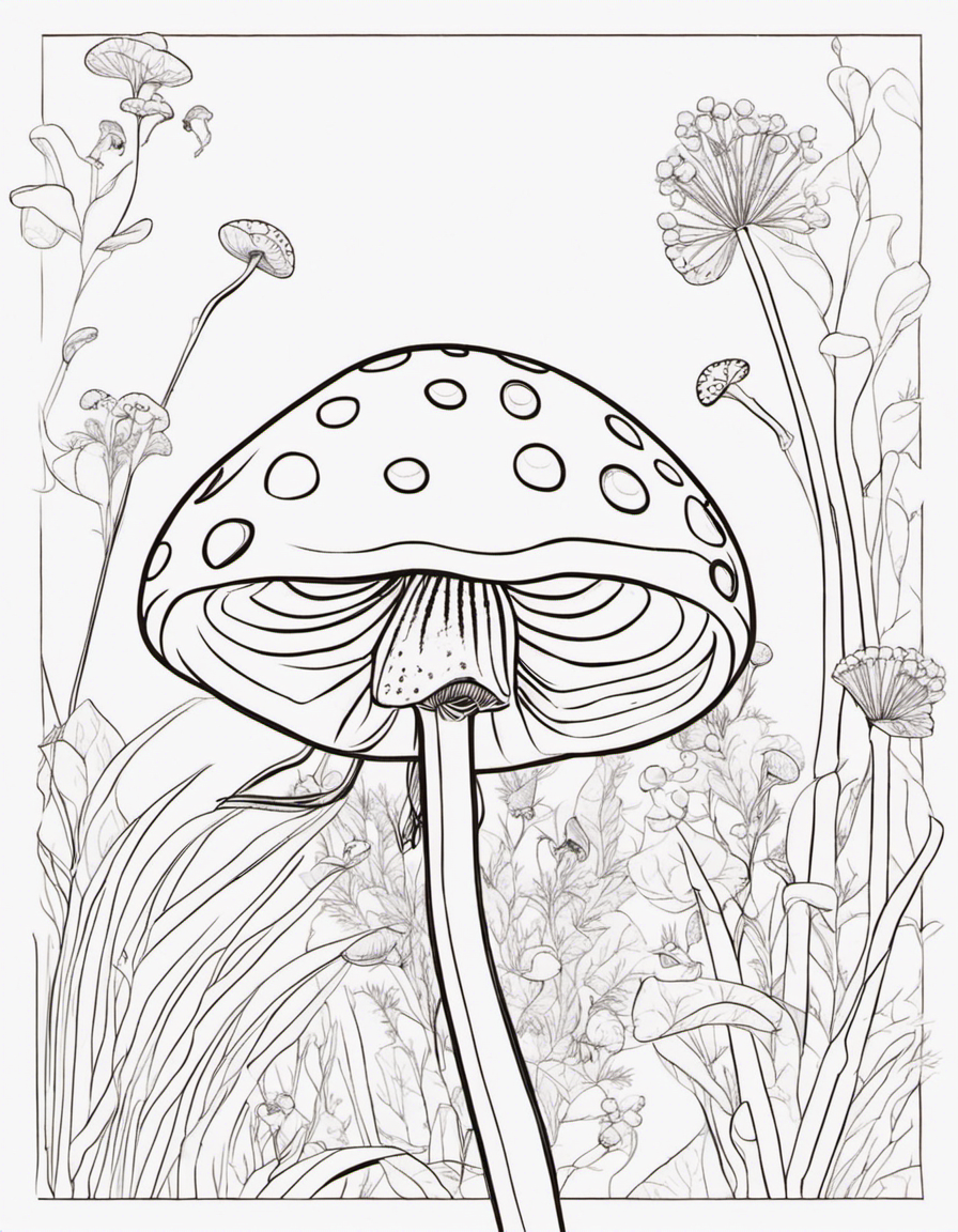 ladybug and mushroom coloring page