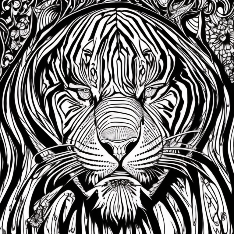 crie uma imagem de um tigre colorida para capa de livro coloring page