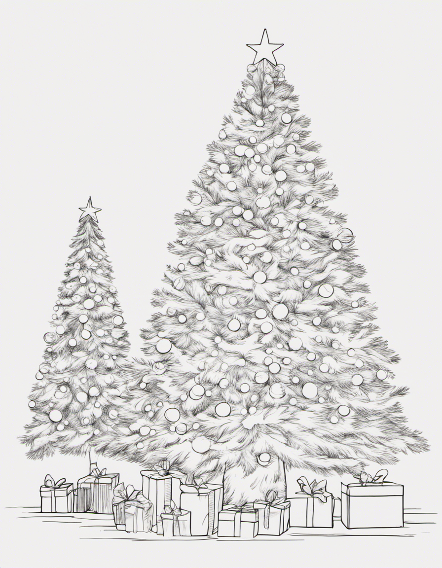 realistic christmas tree coloring page