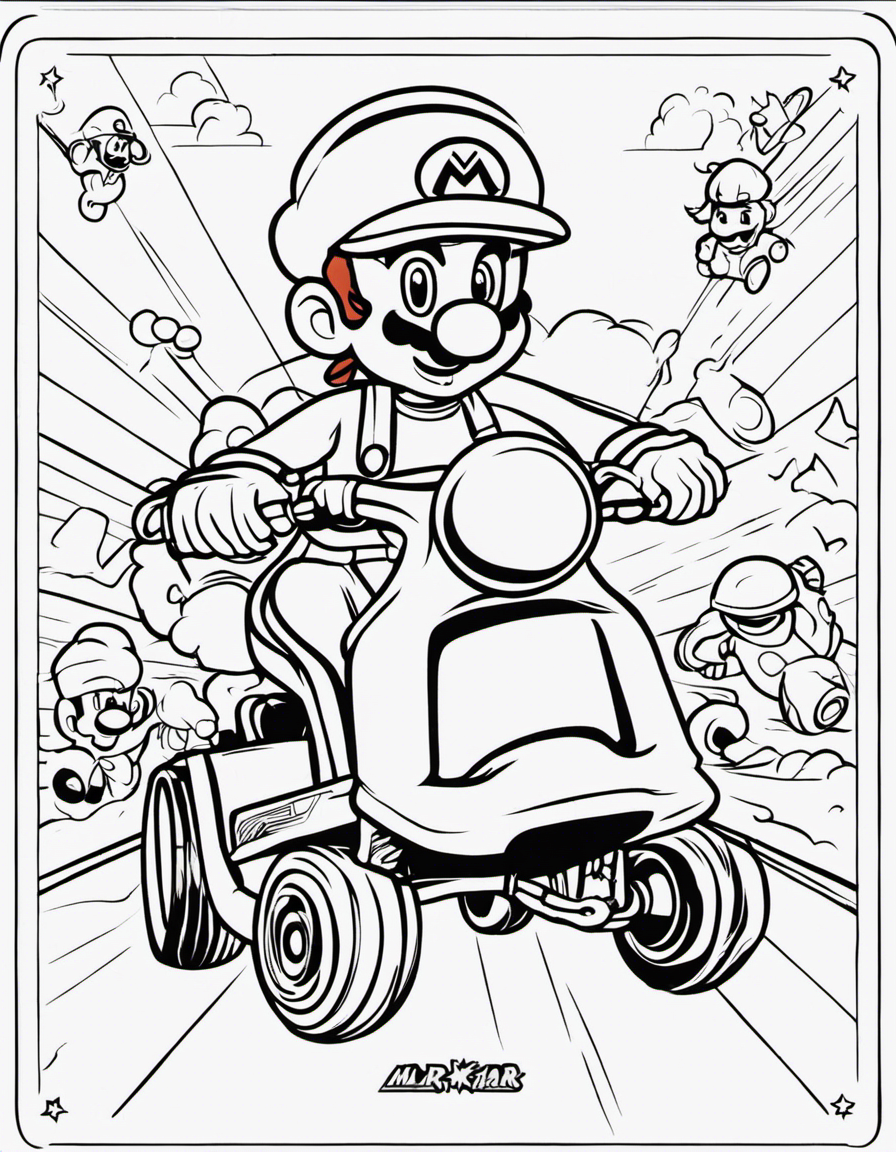 cartoon mario kart  coloring page