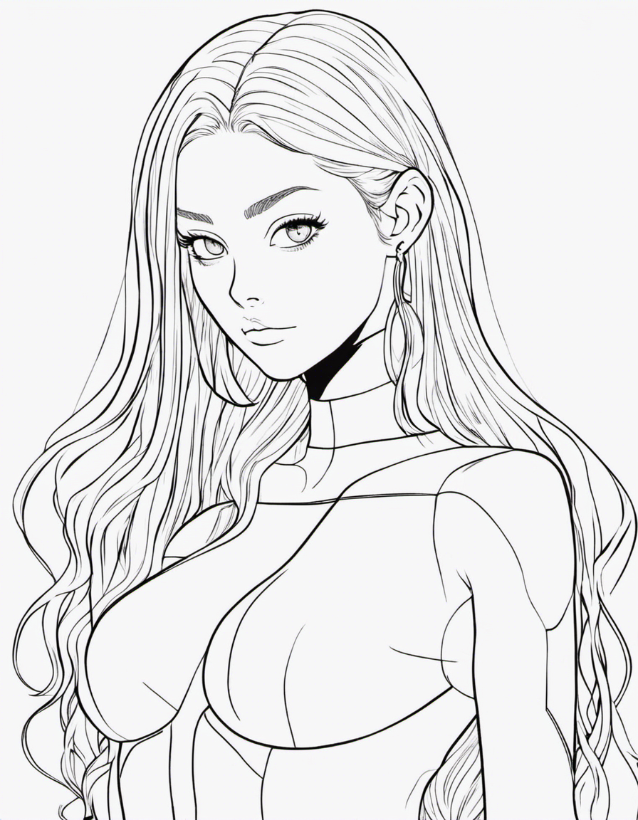 thicc anime girl coloring page