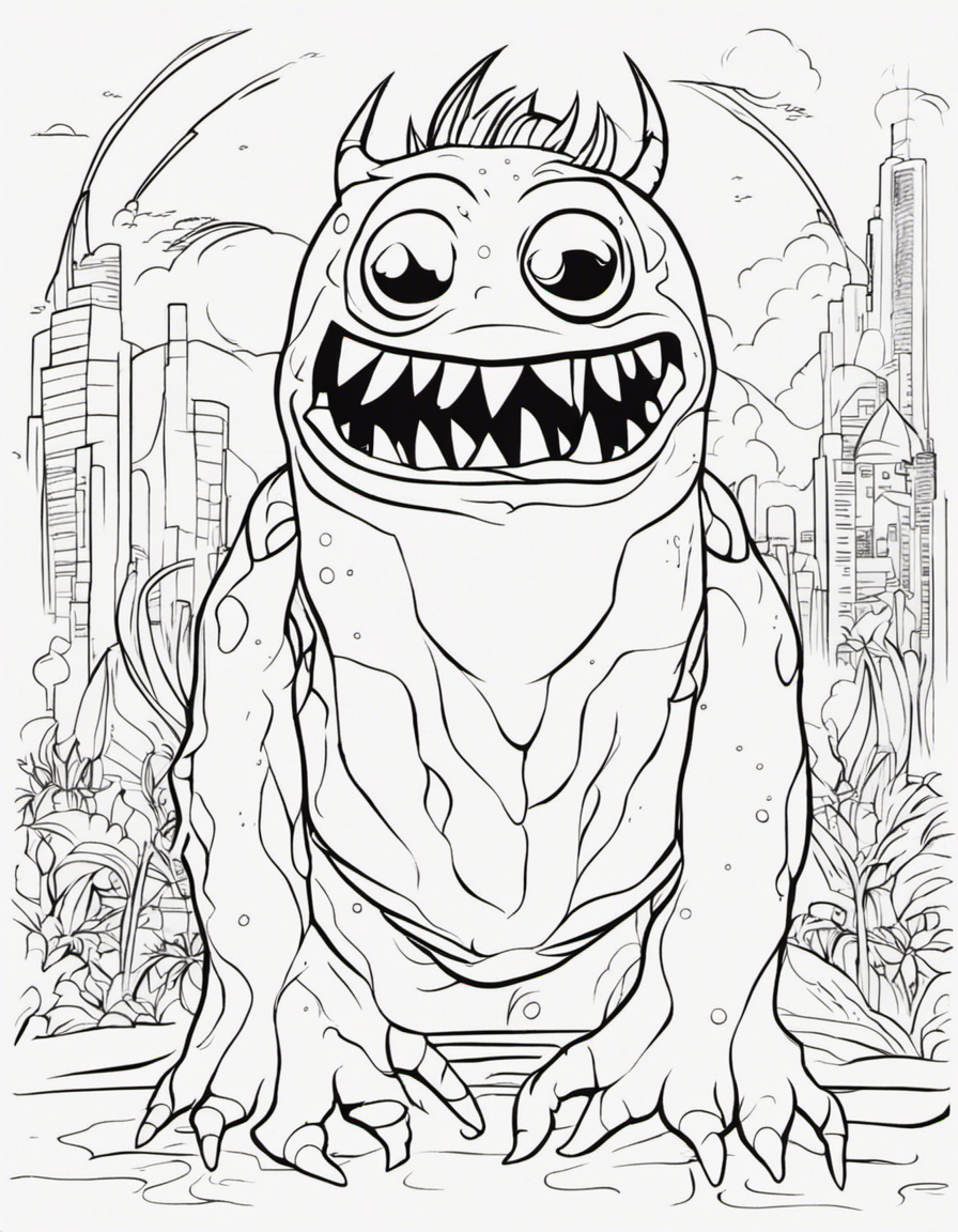 realistic monster coloring page