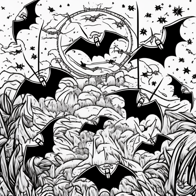 Horror bats coloring page