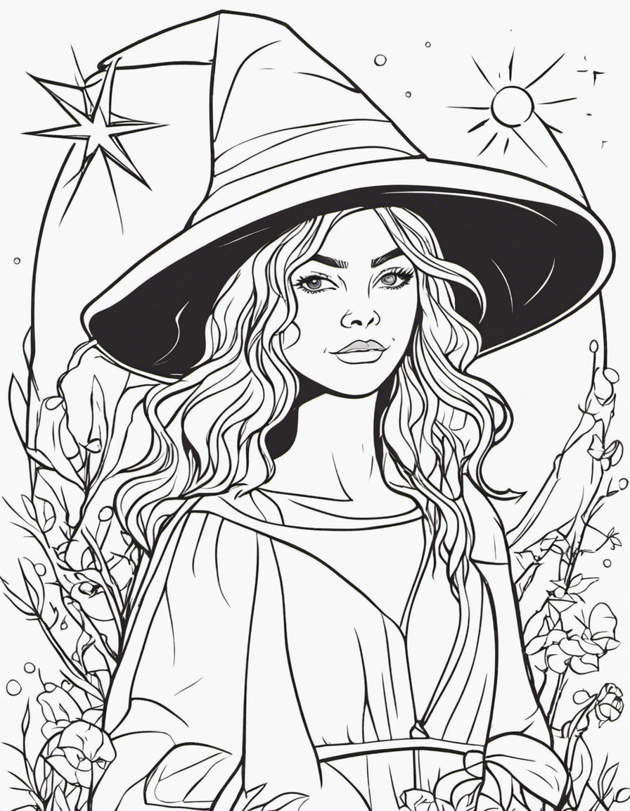 cartoon witch coloring page