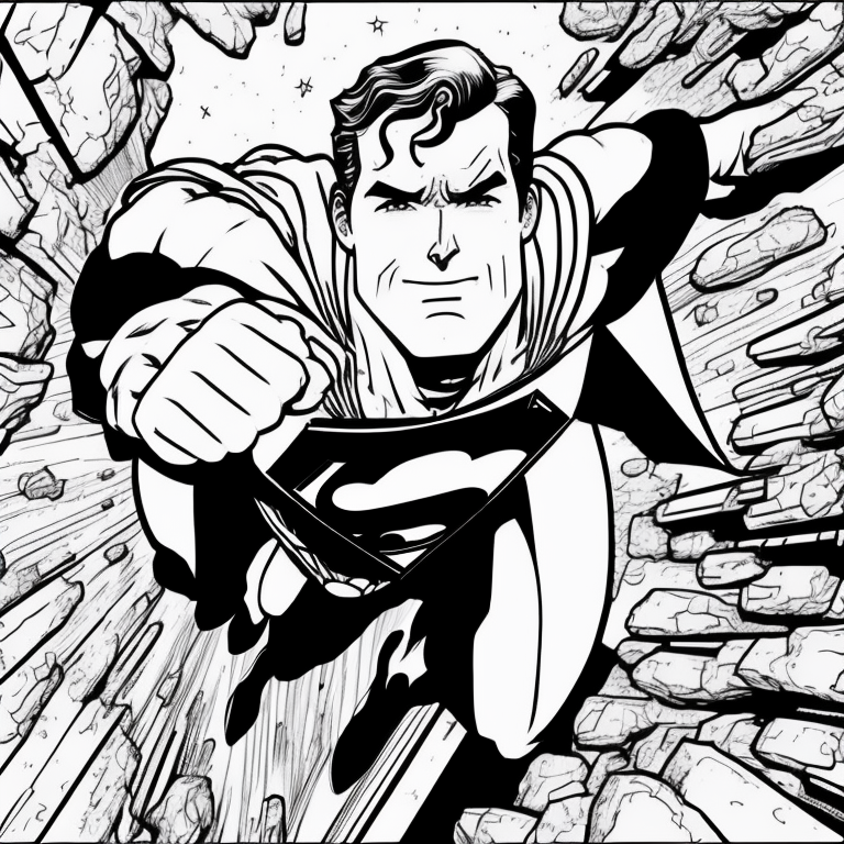 Superman flying and smiling  coloring page