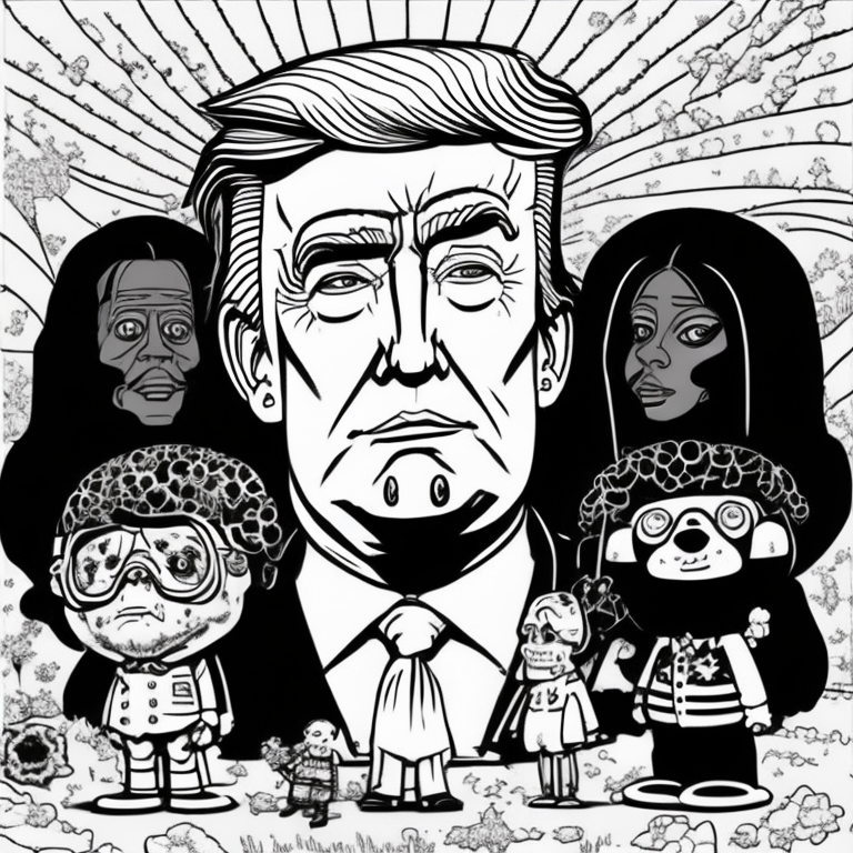 trump with his girls coloring page