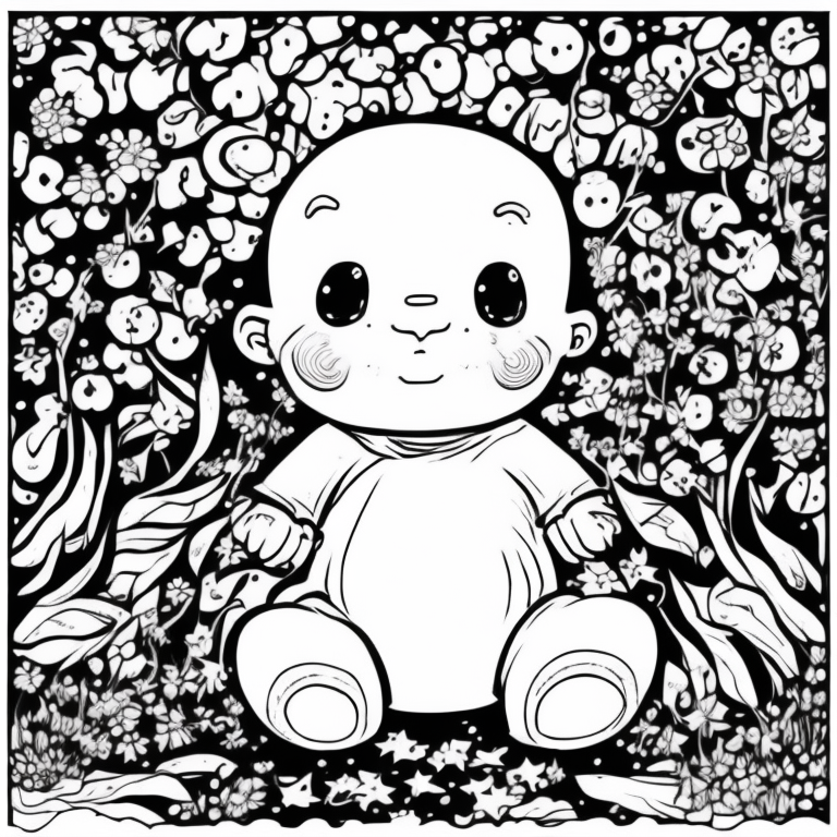 A cute baby coloring page