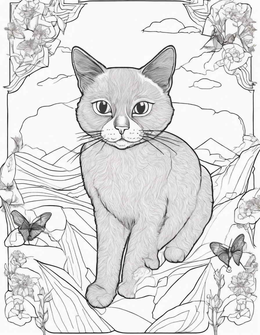 Black cat fell from the sky coloring page