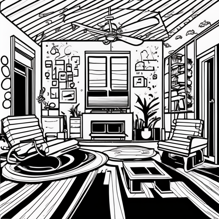 colorful living room  coloring page