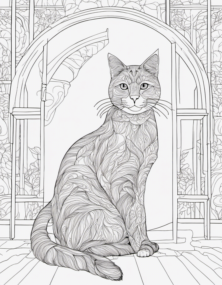 cat for adults coloring page