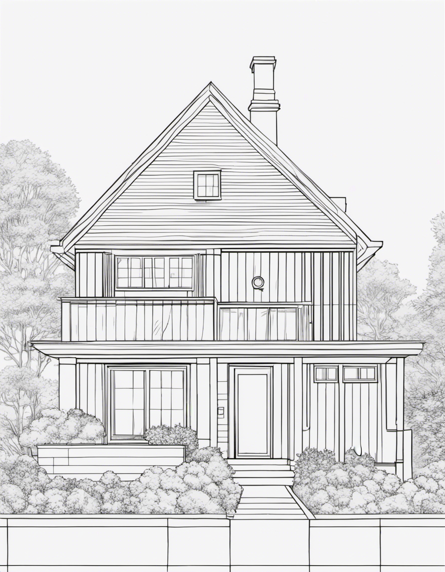 realistic house coloring page