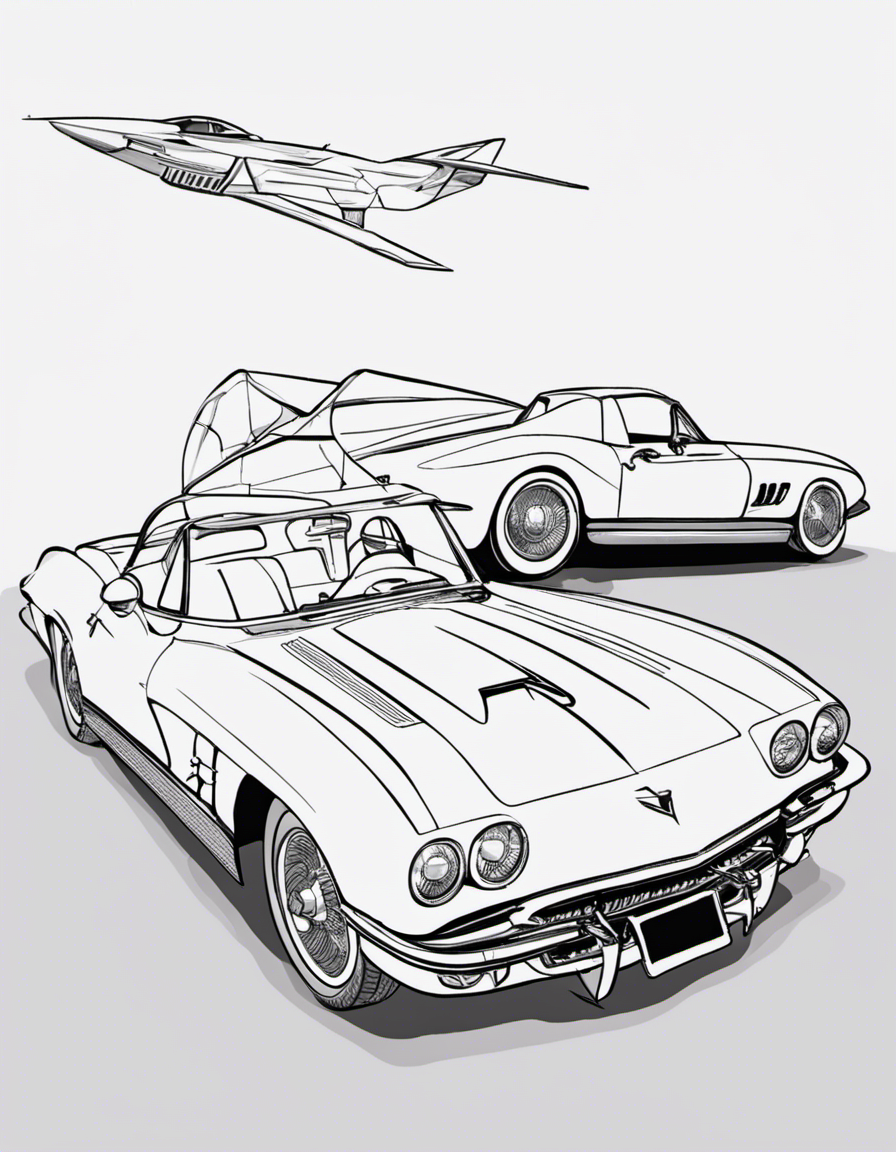 realistic corvette coloring page